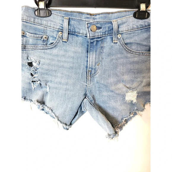 Levi's Raw Hem Denim Shorts 28 - Picture 4 of 5